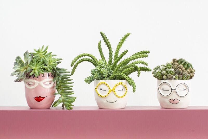 Design Shop White Fab Pot Charlie, 4.5" X 3.75", Set of 2.