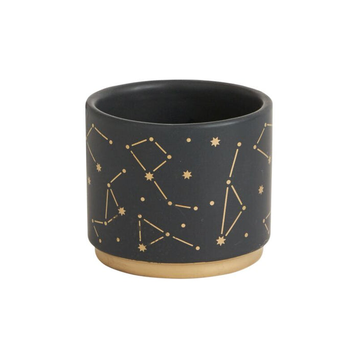 Design Shop Black Universe Pot, 3.25" X 2.75", Set of 2.
