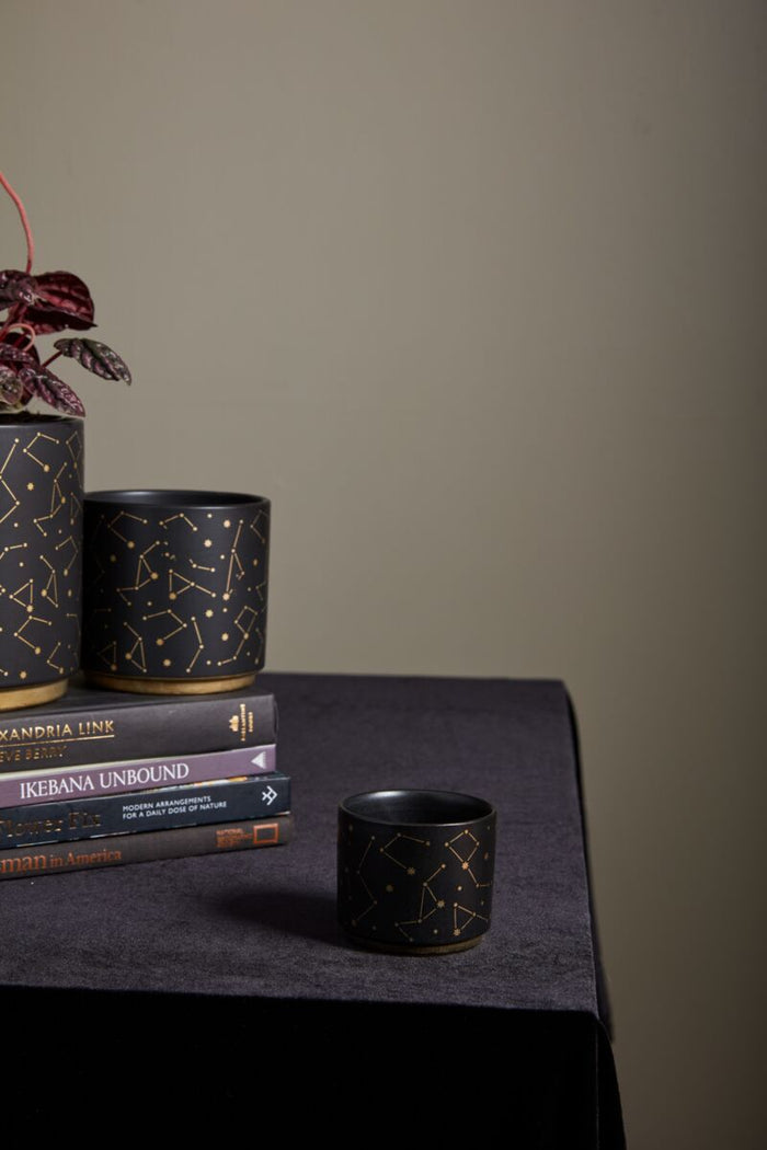 Design Shop Black Universe Pot, 3.25" X 2.75", Set of 2.