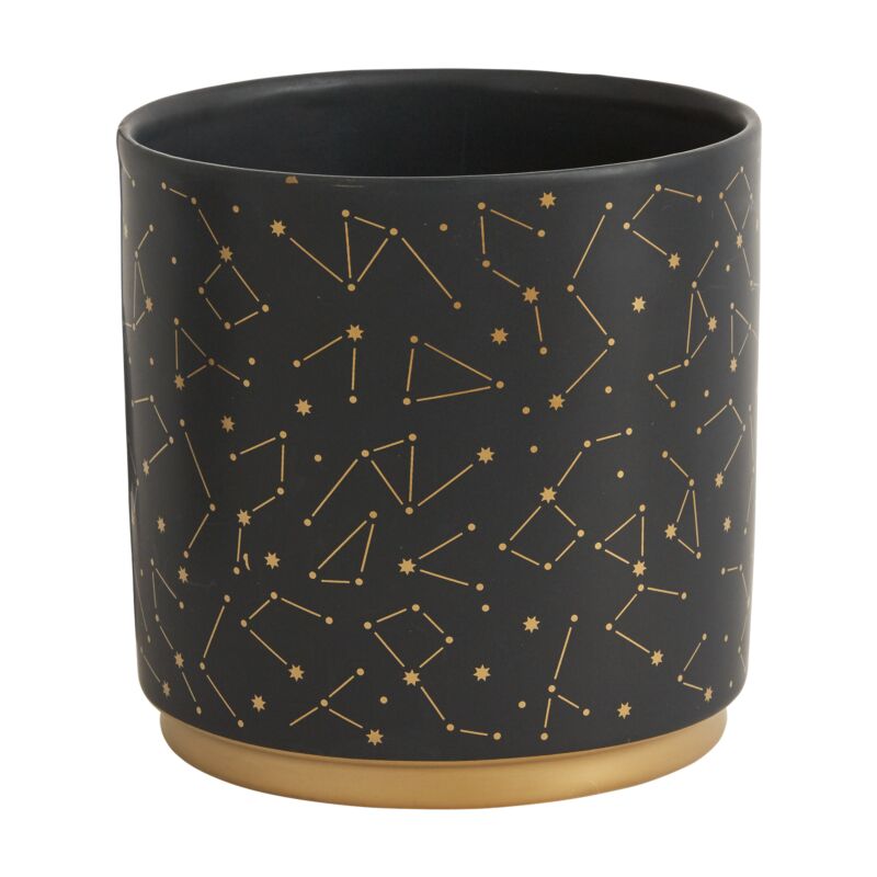 Design Shop Black Universe Pot, 6.5" X 6.5".