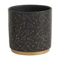 Design Shop Black Universe Pot, 6.5" X 6.5".