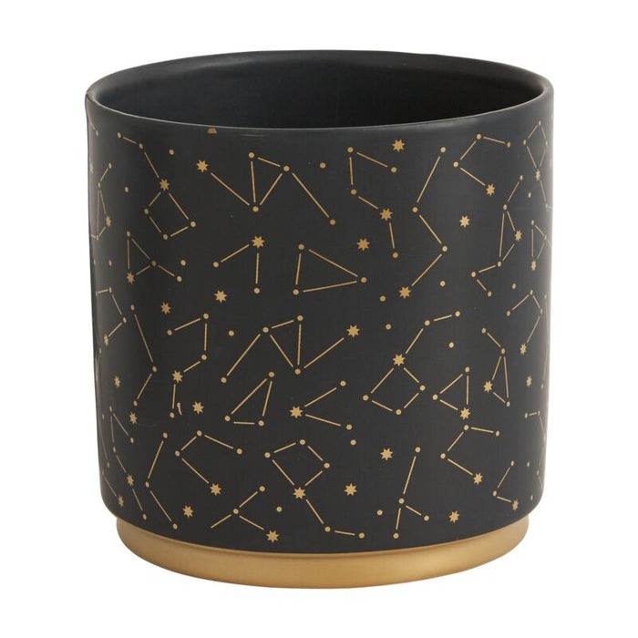 Design Shop Black Universe Pot, 6.5" X 6.5".