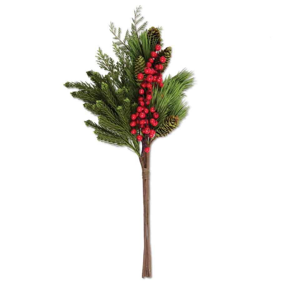 Design Shop 22 Inch Pine Cedar Mix & Red Berries Bundle w/Pinecones
