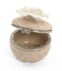 Design Shop Porcelain Rose Hinged Trinket Box / Beige