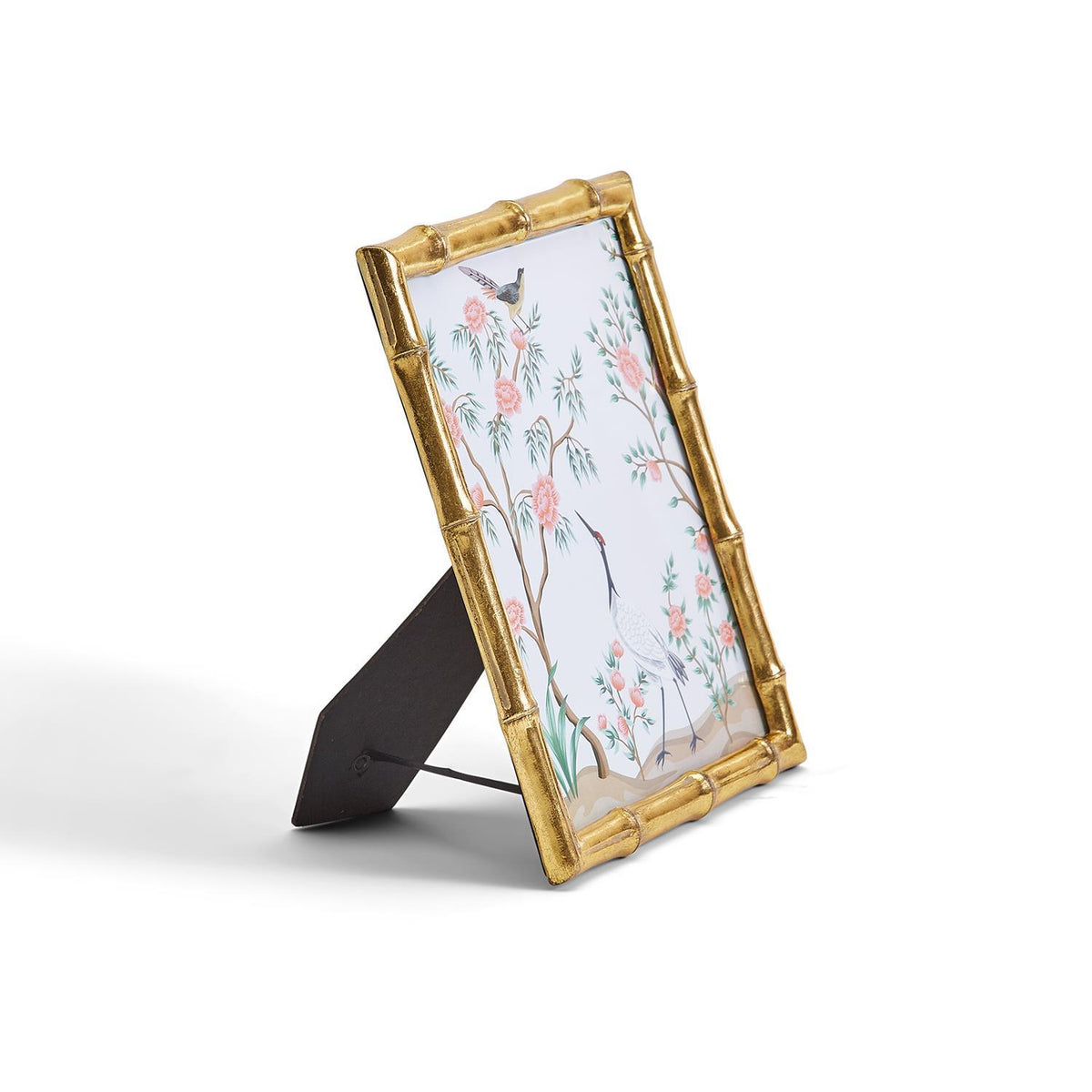 Design Shop Gold Faux Bamboo 8" x 10" Photo Frame with Flora and Fauna Art - Resin/Glass