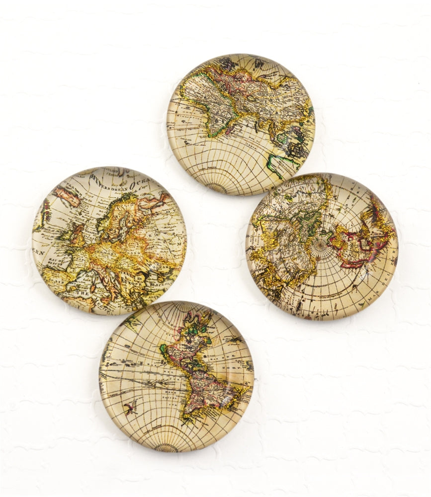Design Shop Gold Sparkling Metallic World Map Magnet /Set of 4