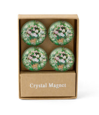 Design Shop Van Gogh Vase with Pink Rose Crystal Glass Magnet, Set of 4.