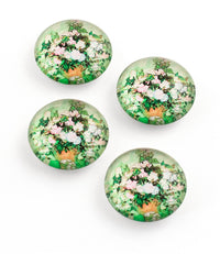 Van Gogh Vase with Pink Rose Crystal Glass Magnet Set of 4