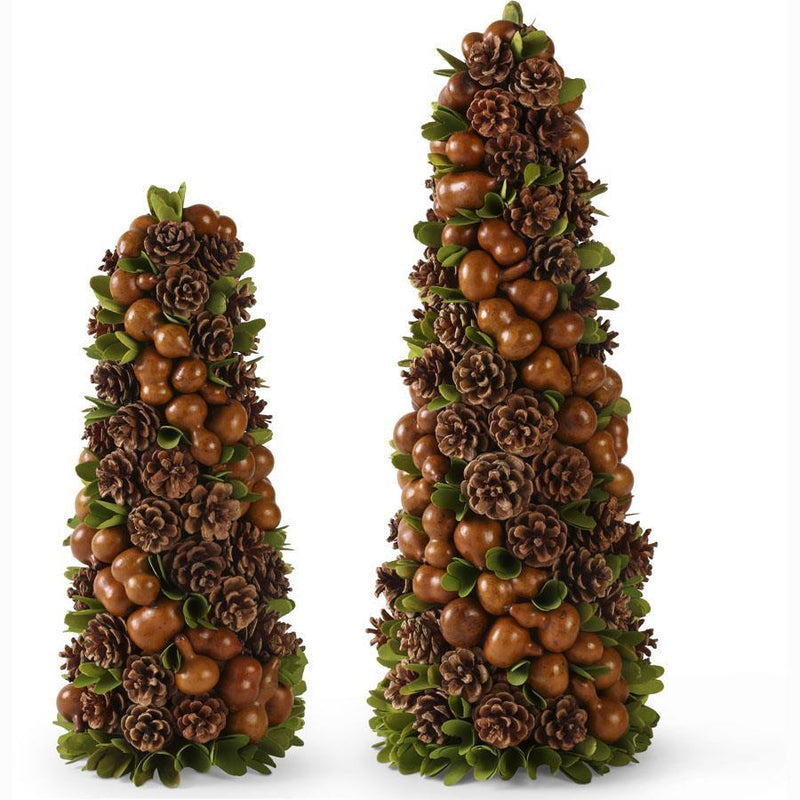 Shell Design Shop Set of 2 Brown Gourd & Pinecone Cone Trees