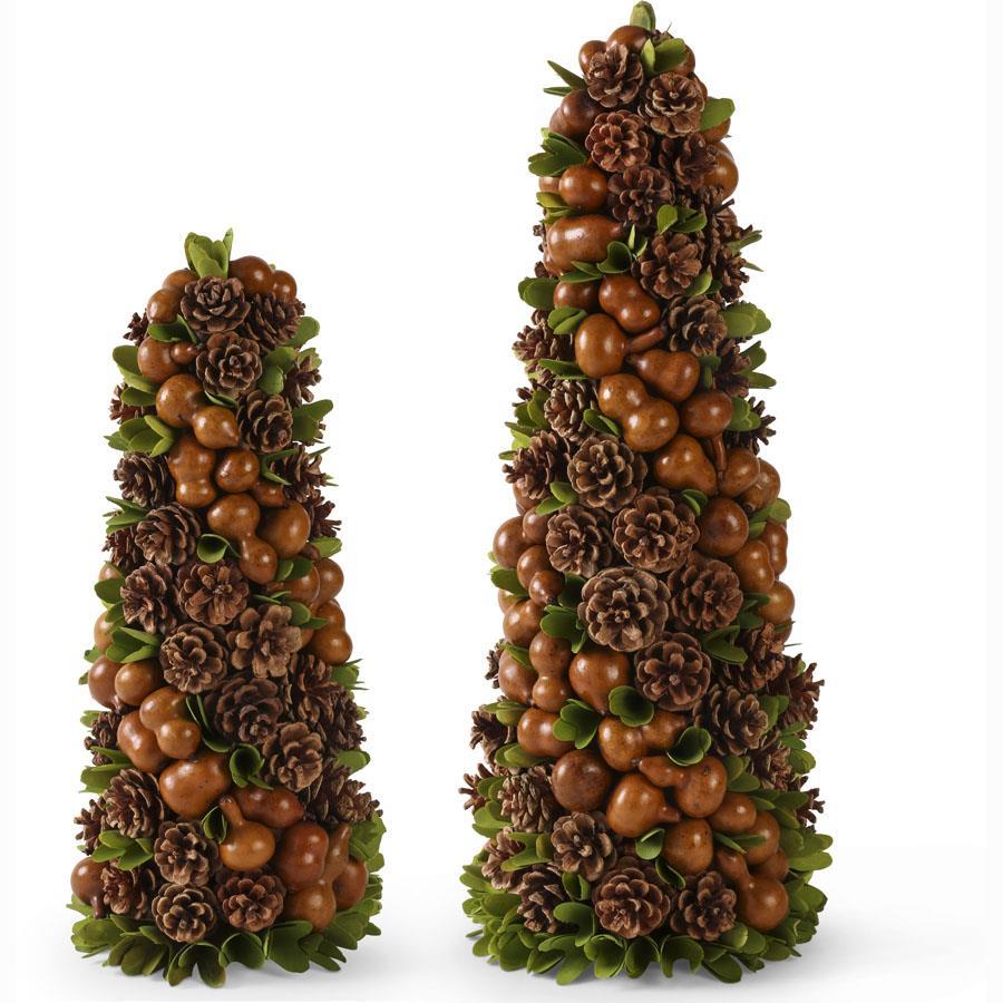 Design Shop Set of 2 Brown Gourd & Pinecone Cone Trees