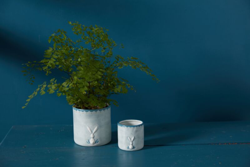 Design Shop Light-Blue Hopper Pot, 4.5" X 4.5"