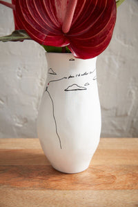 Design Shop White Promises Vase, 4.25" X 8".