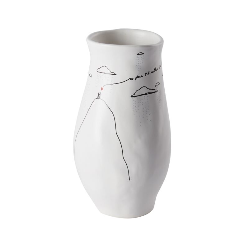 Design Shop White Promises Vase, 4.25" X 8".