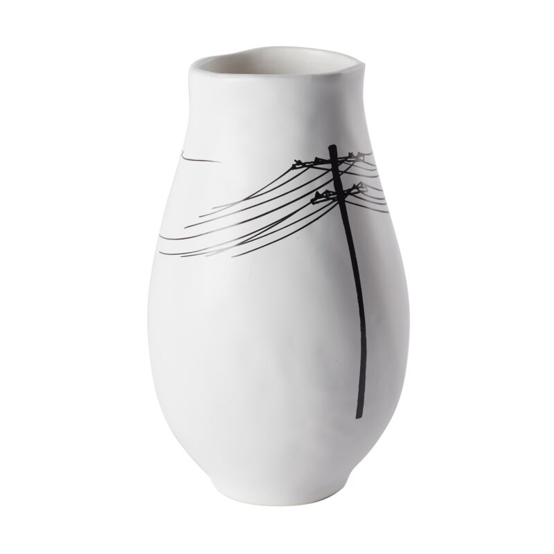Design Shop White Promises Vase, 6" X 10.25".
