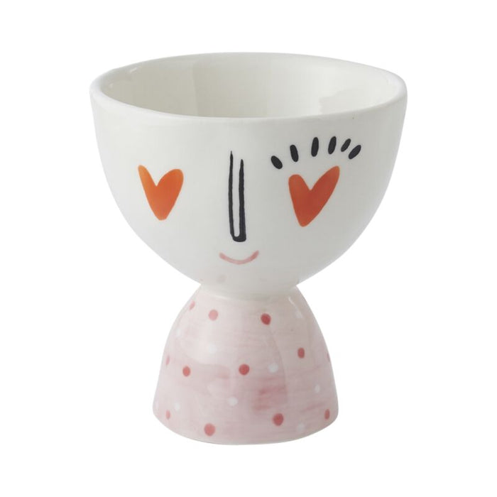 Design Shop White Heart Eyes Collection Footed Bowl, 3.5" X 3.75".