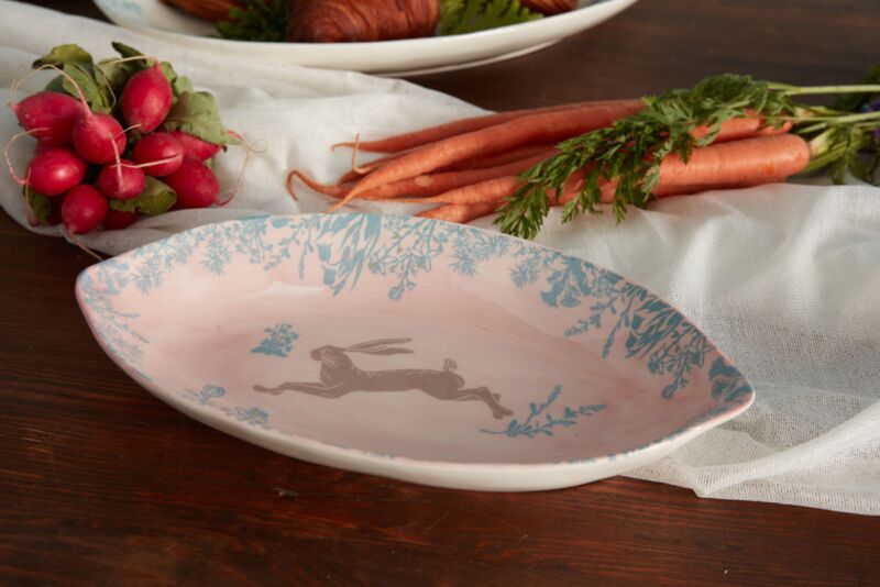 Design Shop Pink Jackrabbit Dining Collection Serving Dish, 11.75" X 1.75".