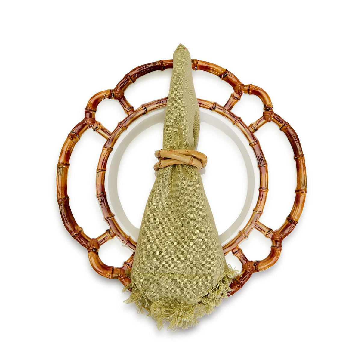 Design Shop Bamboo Trio Natural Bamboo Napkin Rings - Bamboo, Set of 4.