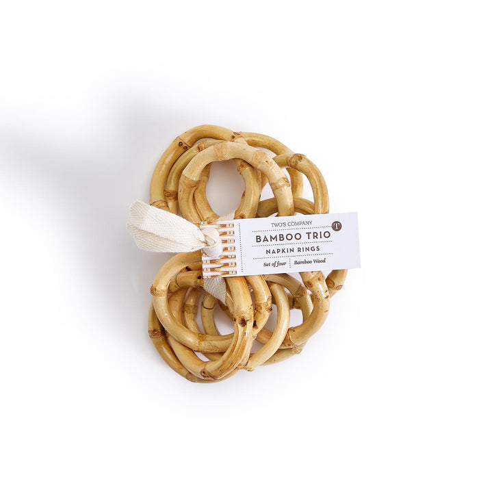Design Shop Bamboo Trio Natural Bamboo Napkin Rings - Bamboo, Set of 4.