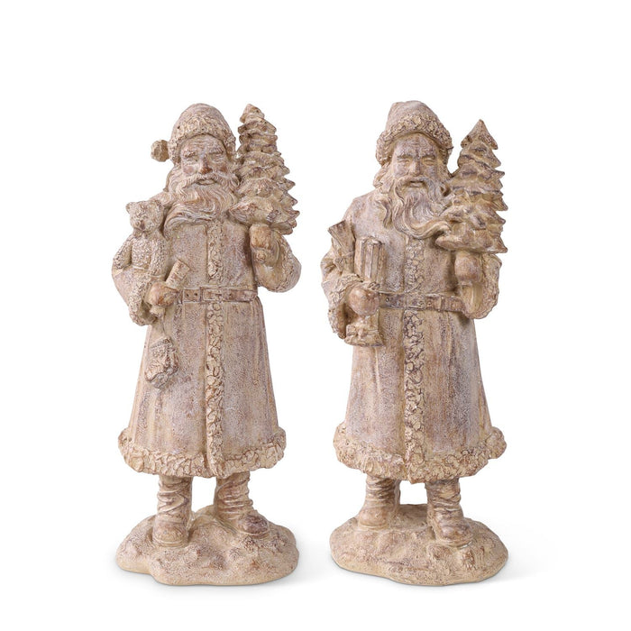 Shell Design Shop Assorted 7.5 Inch Resin Natural Wood Santas. Set of 2.