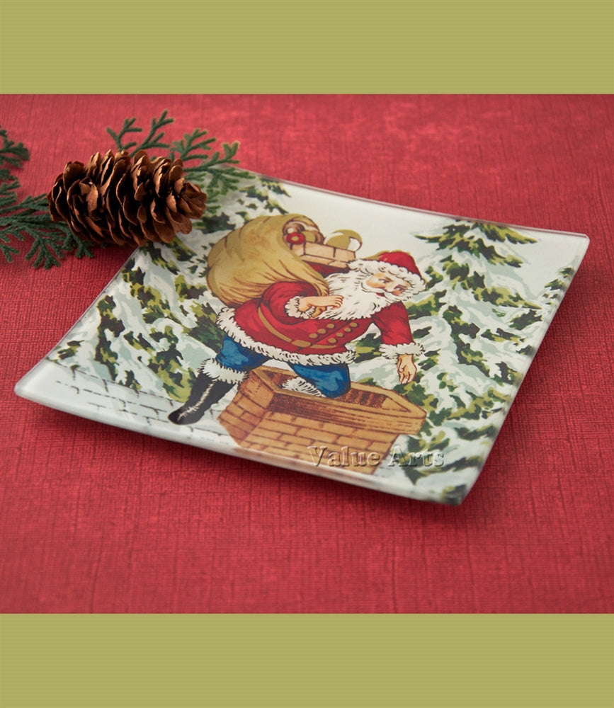 Design Shop Santa Climbing Down The Chimney Square Decorative Dish