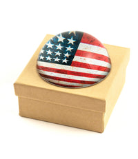 Design Shop Vintage American Flag Crystal Dome Paperweight