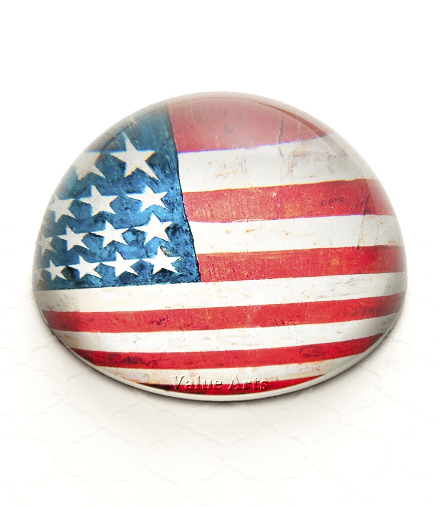 Design Shop Vintage American Flag Crystal Dome Paperweight