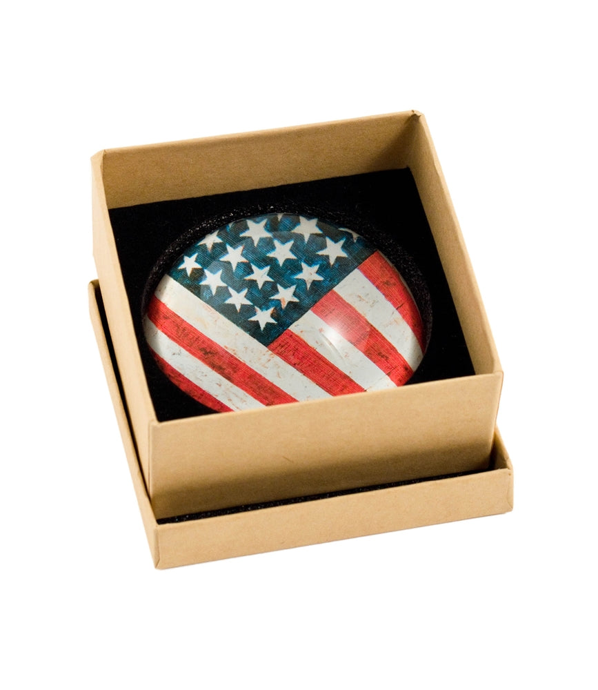 Design Shop Vintage American Flag Crystal Dome Paperweight
