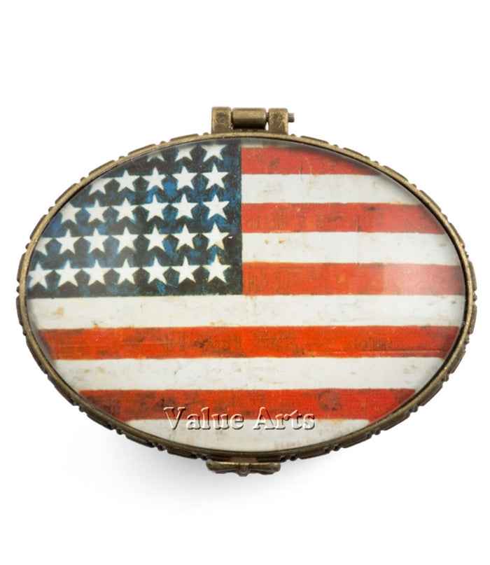 Design Shop Vintage American Flag Oval Keepsake Box