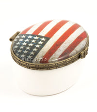 Design Shop Vintage American Flag Oval Keepsake Box
