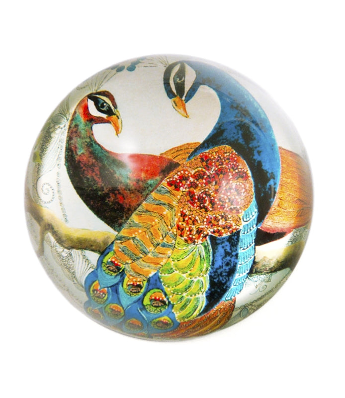 Design Shop Blue Peacock Crystal Dome Paper Weight