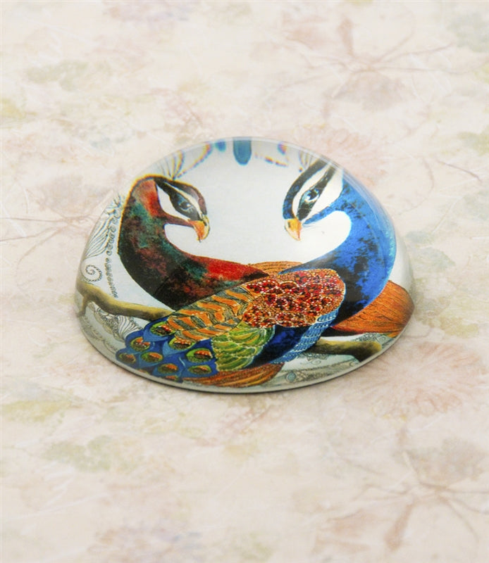 Design Shop Blue Peacock Crystal Dome Paper Weight