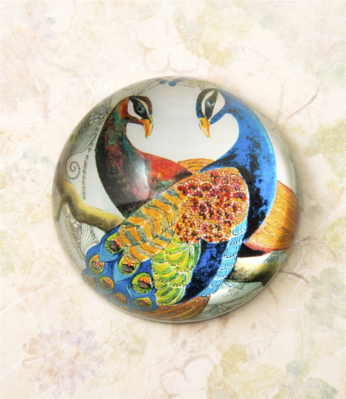 Design Shop Blue Peacock Crystal Dome Paper Weight