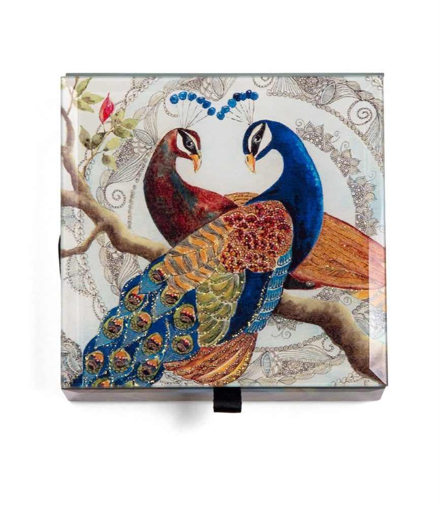 Design Shop Peacock Treasure Box with Gold Metallic Accent