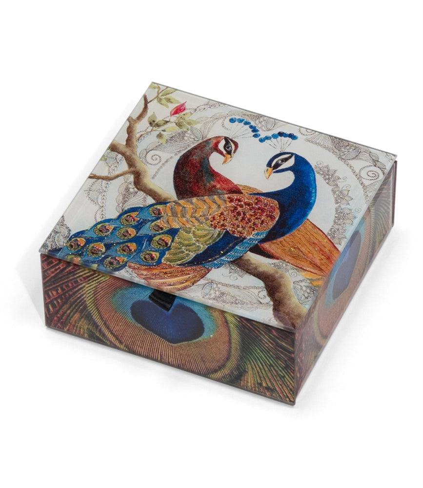 Design Shop Peacock Treasure Box with Gold Metallic Accent