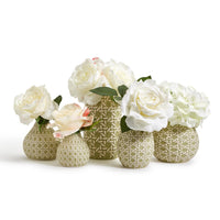 Design Shop Countryside Green Embossed Cane Webbing Pattern Vase Includes - Ceramic, Set of 5.