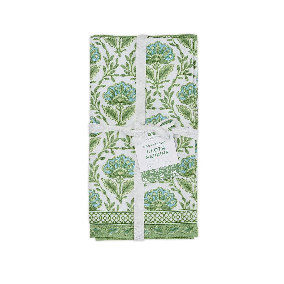 Design Shop Countryside Floral Pattern Napkins - Cotton, Set of 4.