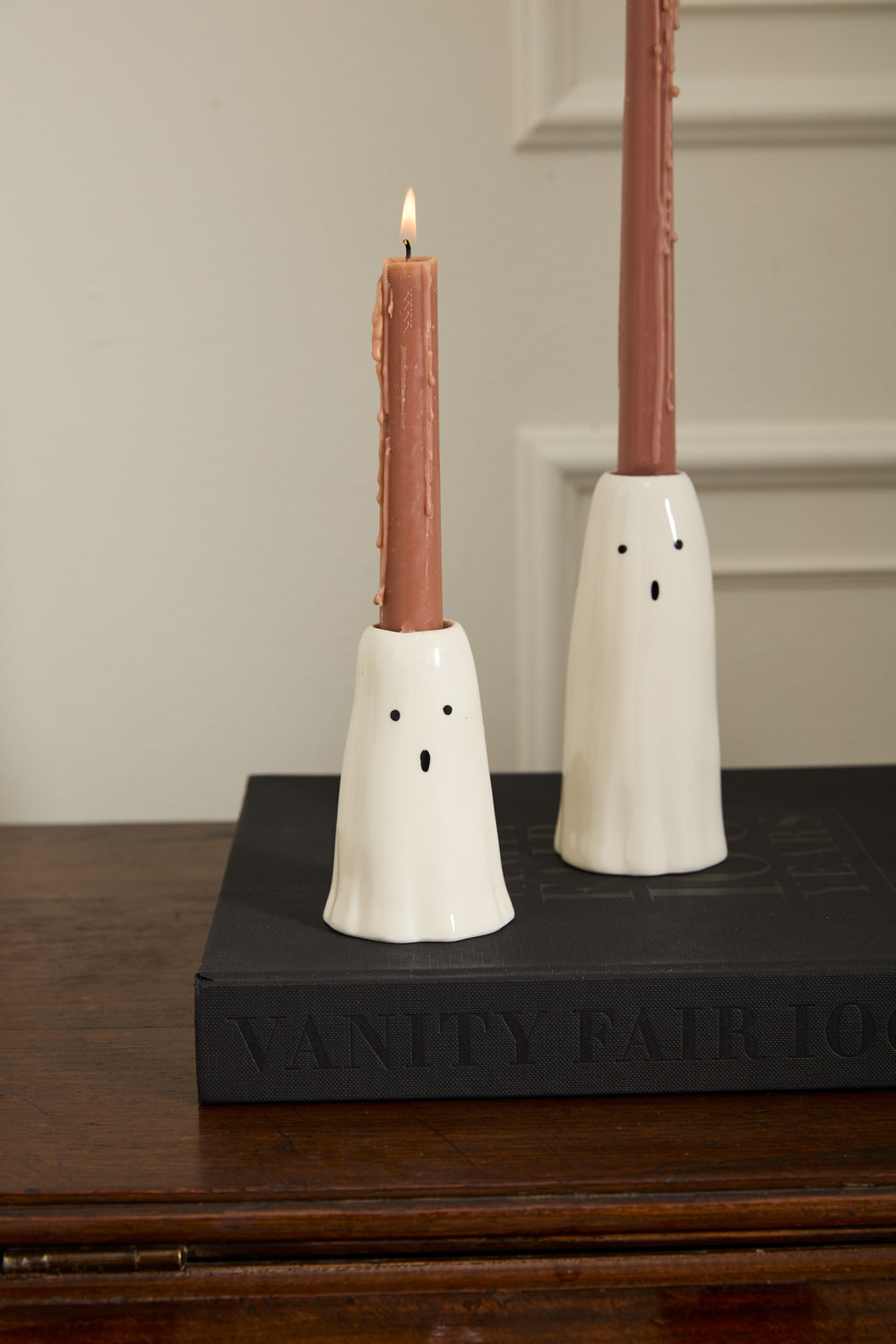 Design Shop White Phantom Collection Candleholder, 2.5" X 3.75", Set of 2.