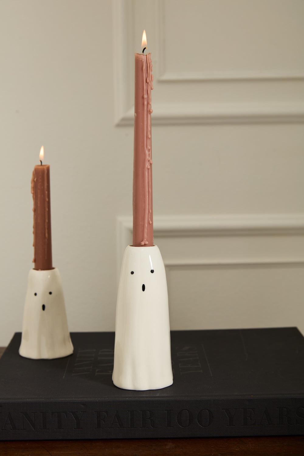 Design Shop White Phantom Collection Candleholder, 2.5" X 5.75", Set of 2.