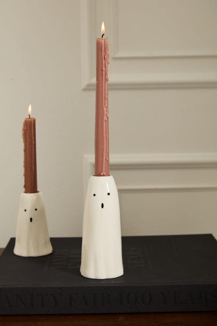Design Shop White Phantom Collection Candleholder, 2.5" X 5.75", Set of 2.