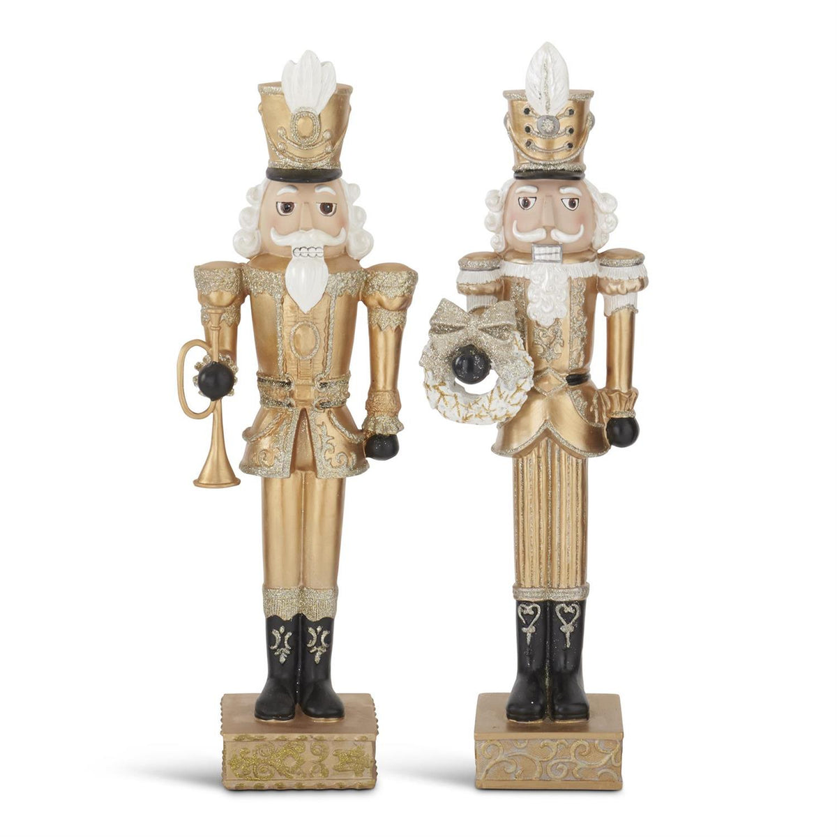 Design Shop Set of 2 Resin Gold & Black Nutcracker Soldiers