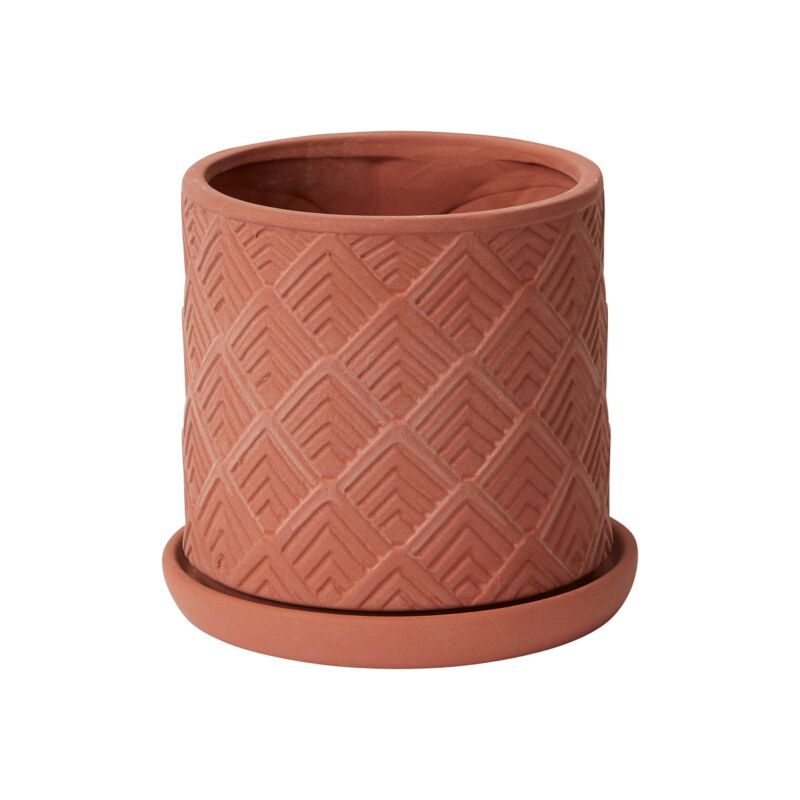 Design Shop Terracotta Mittani Pot, 7.5" X 7".