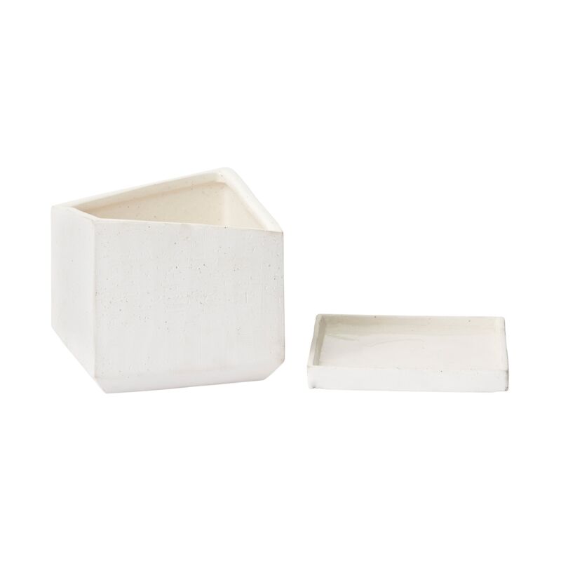 Design Shop White Tevy Pot, 6" X 5.75".