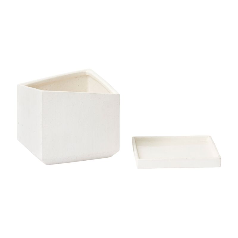 Design Shop White Tevy Pot, 7.5" X 7".