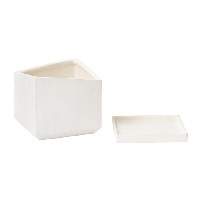 Design Shop White Tevy Pot, 7.5" X 7".