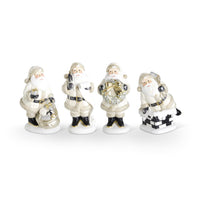 Set of 4 Resin Cream and Black Santas