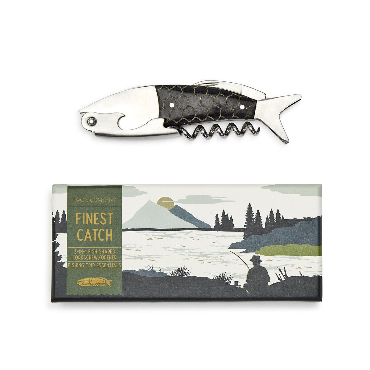 Design Shop Finest Catch 3-in-1 Fish Bottle Tool Opener in Gift Box Includes: Bottle Opener, Corkscrew, Knife