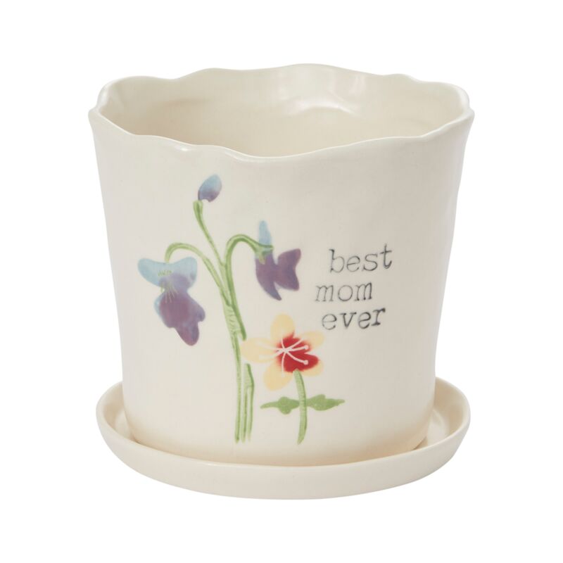 Design Shop White Best Mom Collection Pot, 5" X 4.5".
