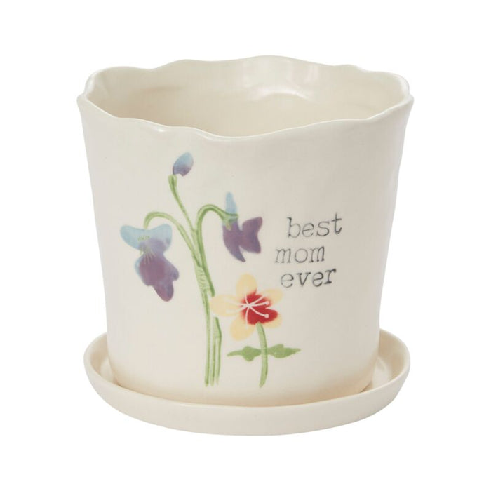 Design Shop White Best Mom Collection Pot, 5" X 4.5".