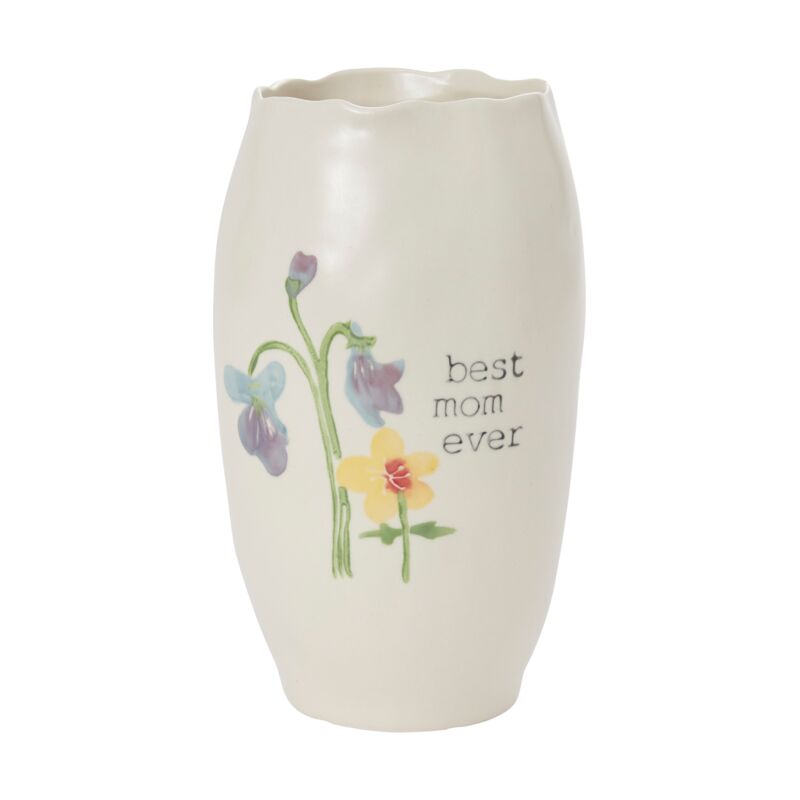 Design Shop White Best Mom Collection Vase, 5" X 8.5".