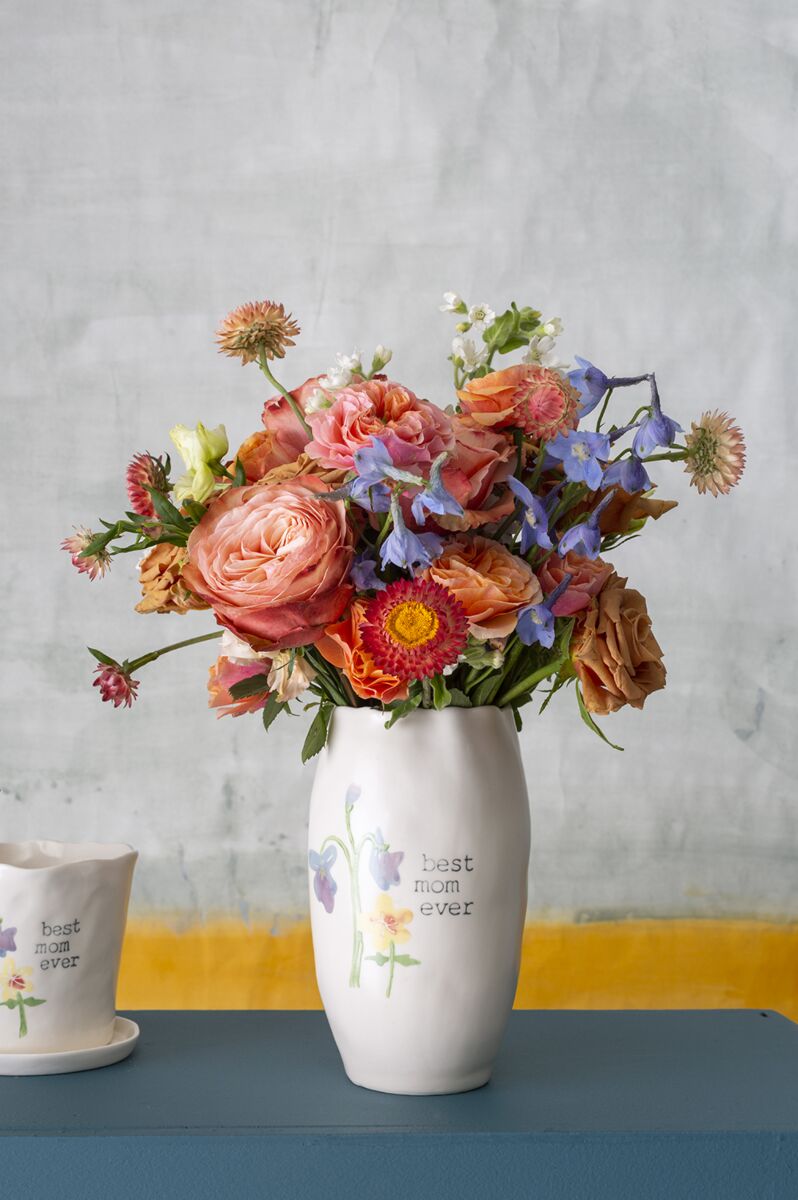 Design Shop White Best Mom Collection Vase, 5" X 8.5".